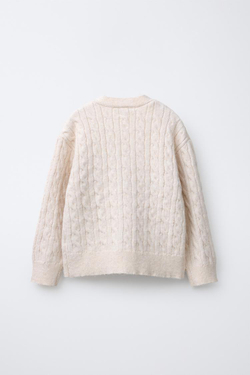 ZARA КАРДИГАН С УЗОРОМ «КОСЫ», ЭКРЮ