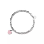 Браслет из серебра с розовой эмалью и бриллиантом, Tiffany 🩷 В наличии