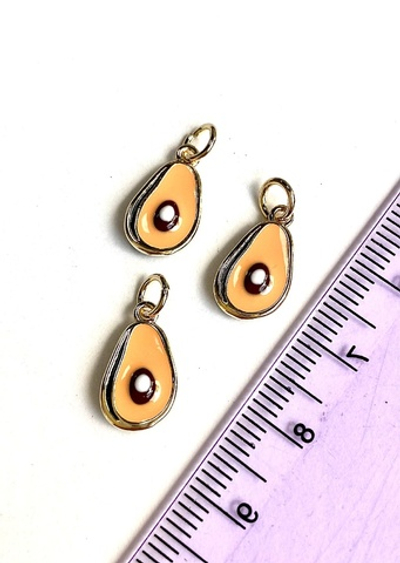 15798-з Подвеска с эмалью «Авокадо», 13*8мм, позолота