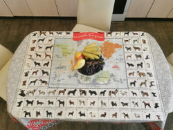 Скатерть "Породы собак на карте Мира"