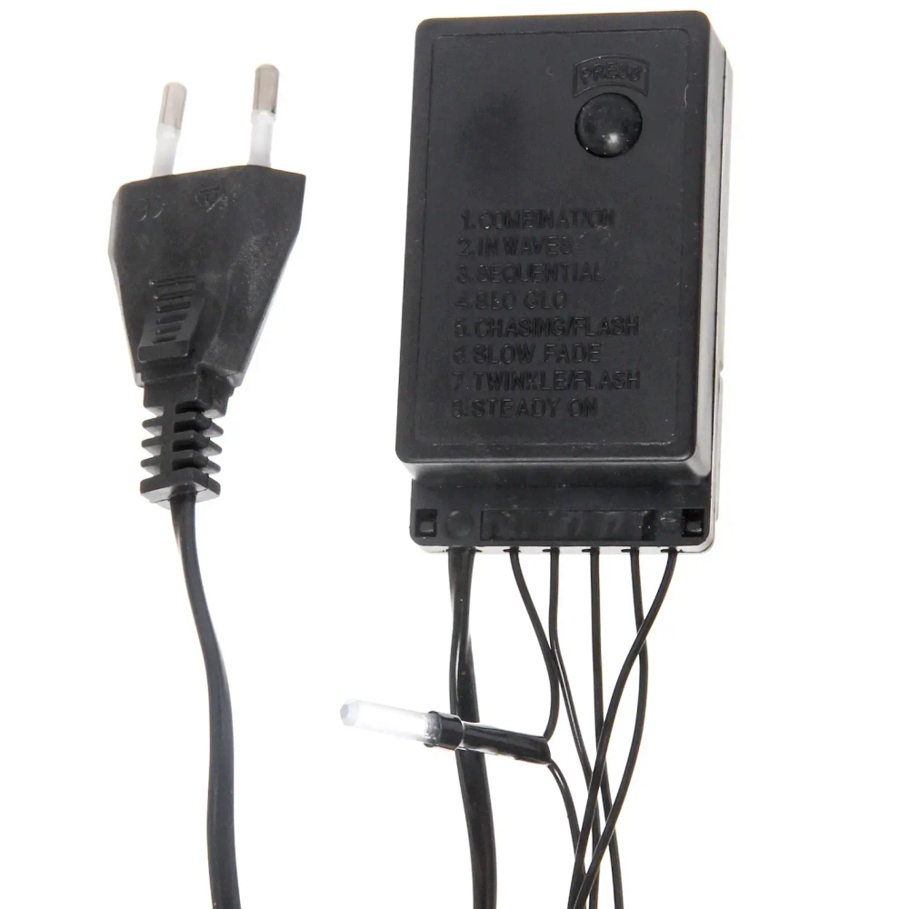 Гирлянда для дома «Кристаллы» 9,5 м 100 ламп LED черный пров., 8 реж.,IP-40, Жёлтый (возможность соединения)