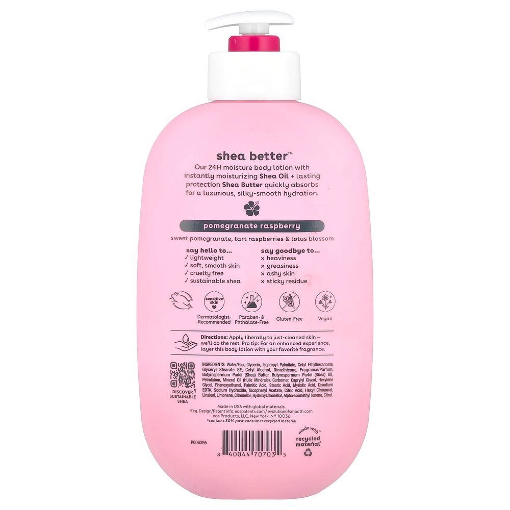 EOS, Shea Better ™, увлажняющий лосьон для тела на 24 часа, гранат и малина, 473 мл (16 жидк. Унций)