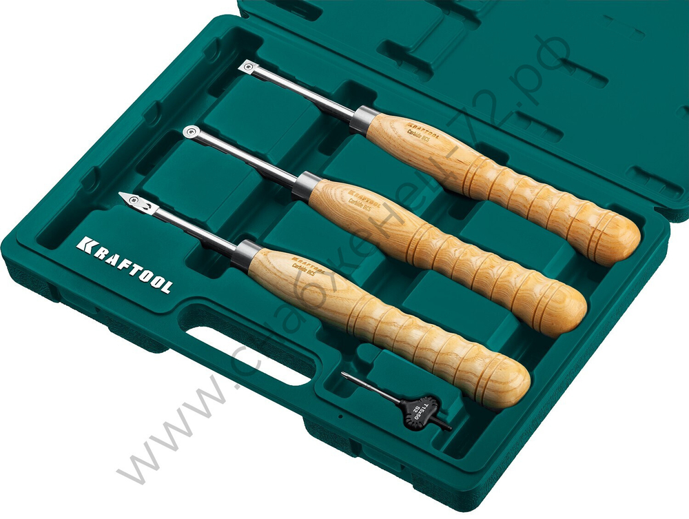 KRAFTOOL Precision-3 3 предм., Набор ручных резцов по дереву (18369)