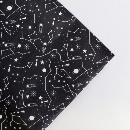 Подарочная крафт бумага "Космос" лист 70х100 см