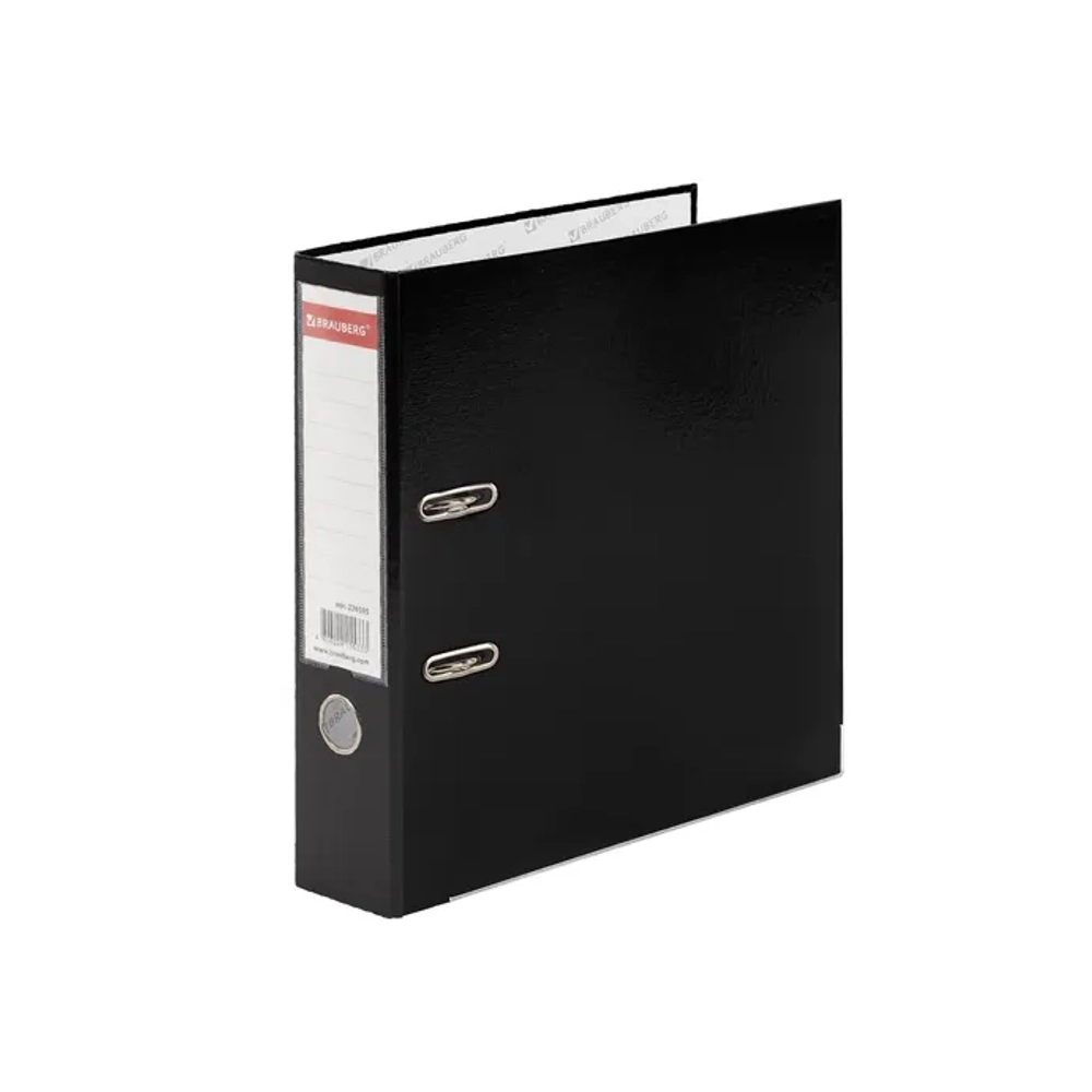 Регистратор 75мм BRAUBERG, покрытие пластик, с уголком, черная