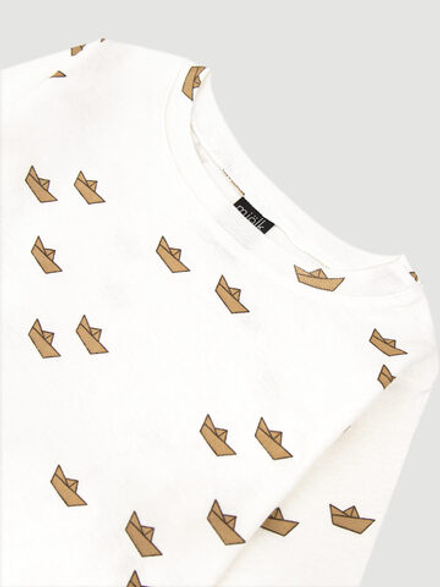 Пижама Mjölk Бумажные кораблики, на манжетах