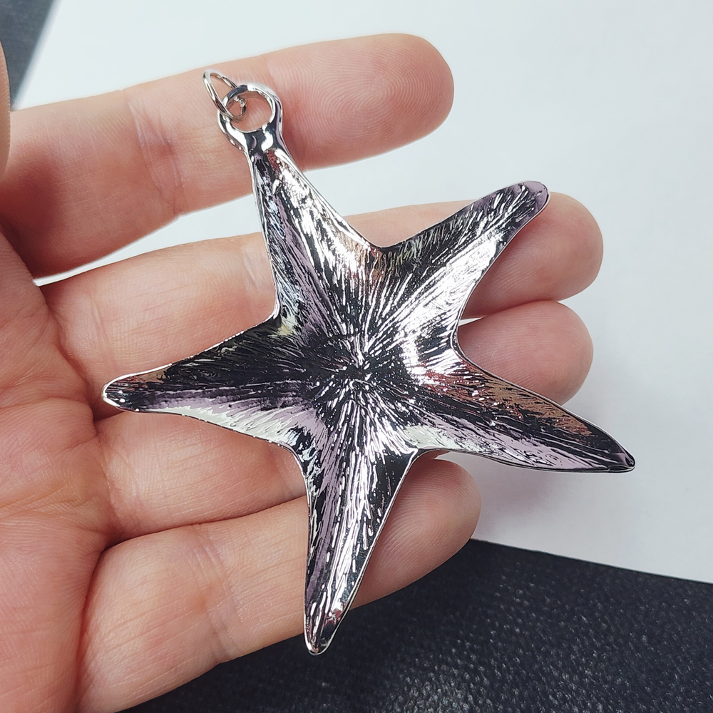Подвеска, морская звезда, крупная, родий, р-р 63мм, штучно