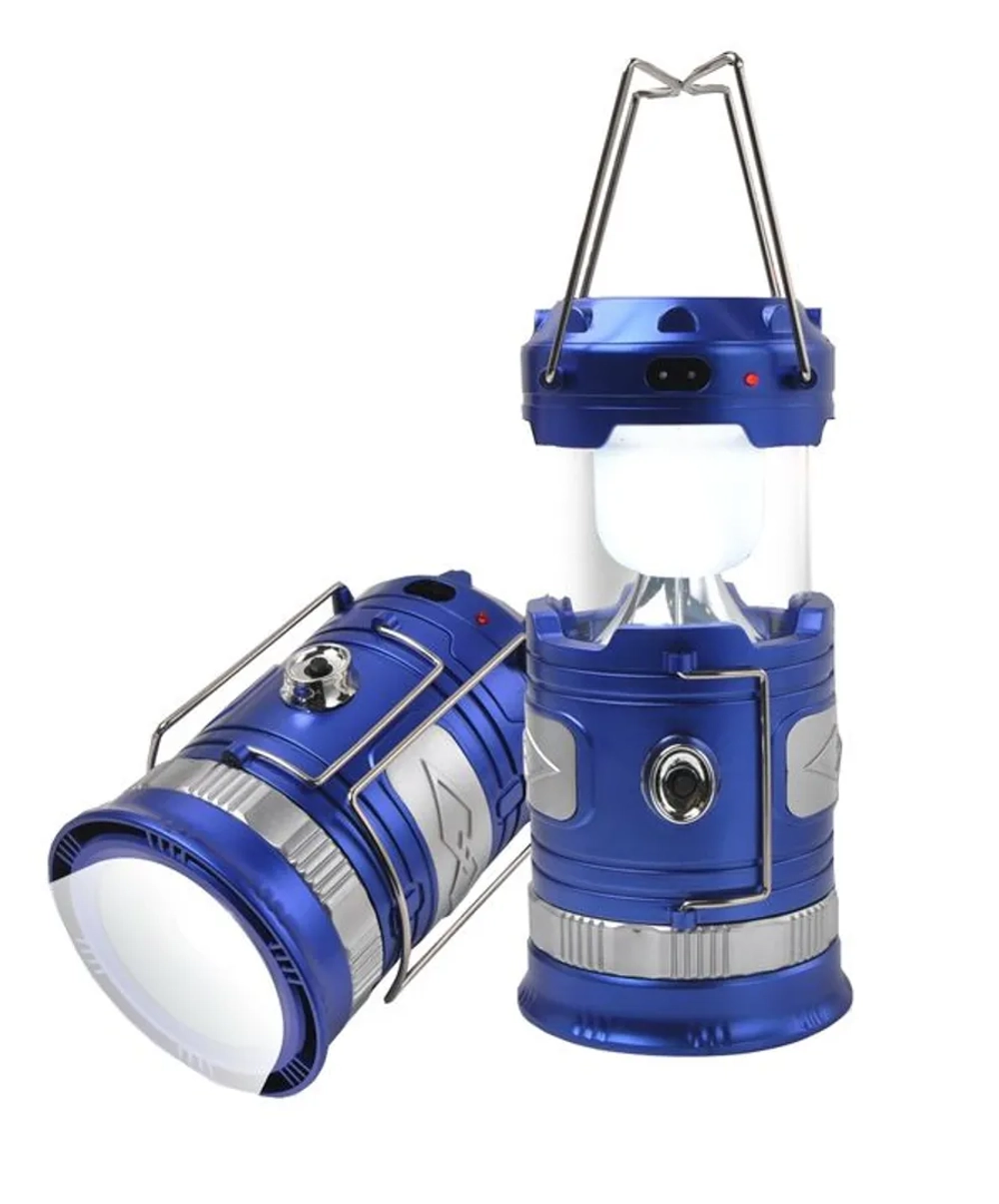 Фонарь трансформер светодиодный аккумуляторный Blue (1 LED+6 LED, зарядка 220V + солнечная батарея) Forsage F-RF-D017