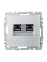 BRITE Розетка компьютерная двойная RJ45 кат.6 РК11-2-БрА алюминий IEK