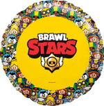 Шар (18''/46 см) Круг, Brawl Stars, Герои, дизайн №2, Желтый