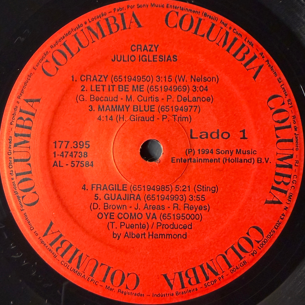 Julio Iglesias ‎– Crazy (Бразилия 1994г.) Т