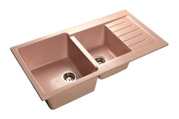 GRANFEST Мойка мрамор PRACTIC GF-P--980KL  2 чаши с  крылом 980*510 мм  розовый