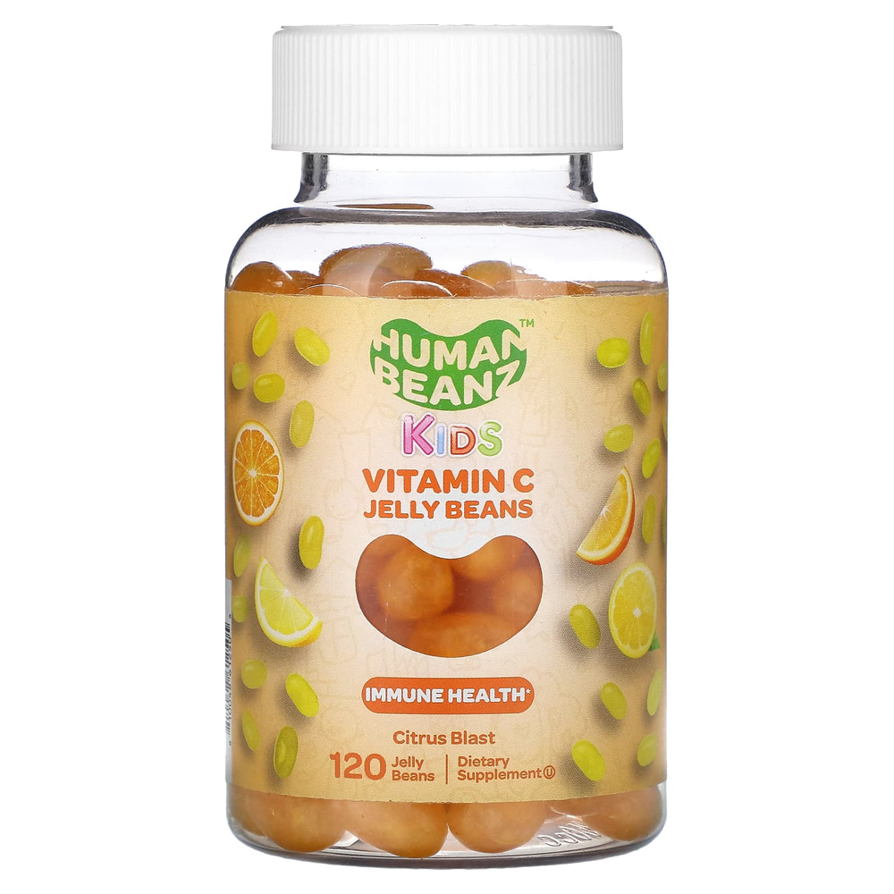 Human Beanz, Kids, мармеладки с витамином C, цитрусовые, 120 мармеладных бобов (40 мг в каждой мармеладке)