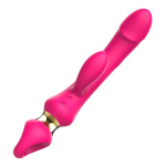 Розовый вибратор-кролик 24,6см с ручкой-кольцом I-Moon MY-227