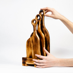 Деревянные разделочные доски 3 шт. из сибирского кедра на подставке RDN12