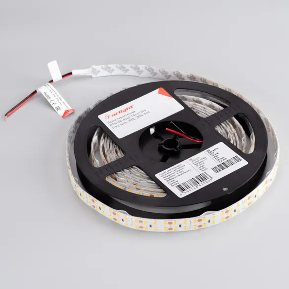 Светодиодная лента герметичная RTW-SE-A240-15mm 24V Warm3000 (19.2 W/m, IP65, 2835, 5m) (Arlight, -) 014721(2)