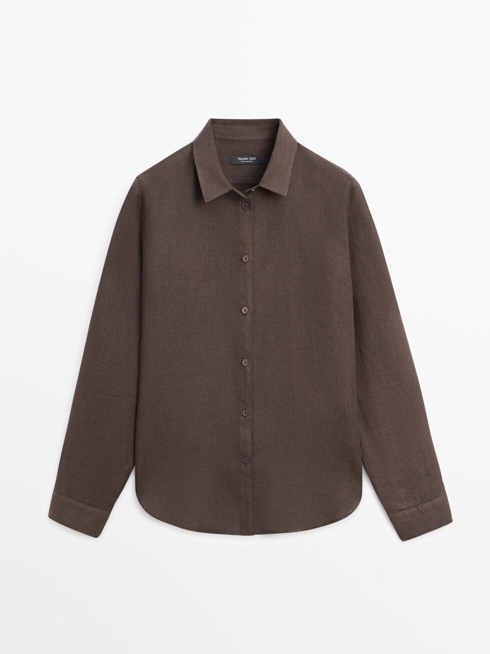 Massimo Dutti Свободная рубашка из 100% льна, коричневый