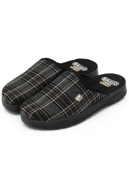508M | "Ivan Zima" | Мужские тапочки-сабо (серый клетчатый)