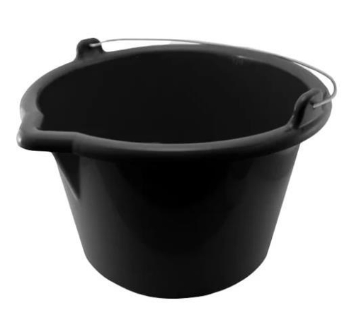 Ведро строит. пластик. усиленное 12л  чёрное, со сливом, оц.ручка,  Black White DEСOR/633-012