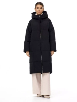 Пуховик длинный с капюшоном, черный, SilverFox