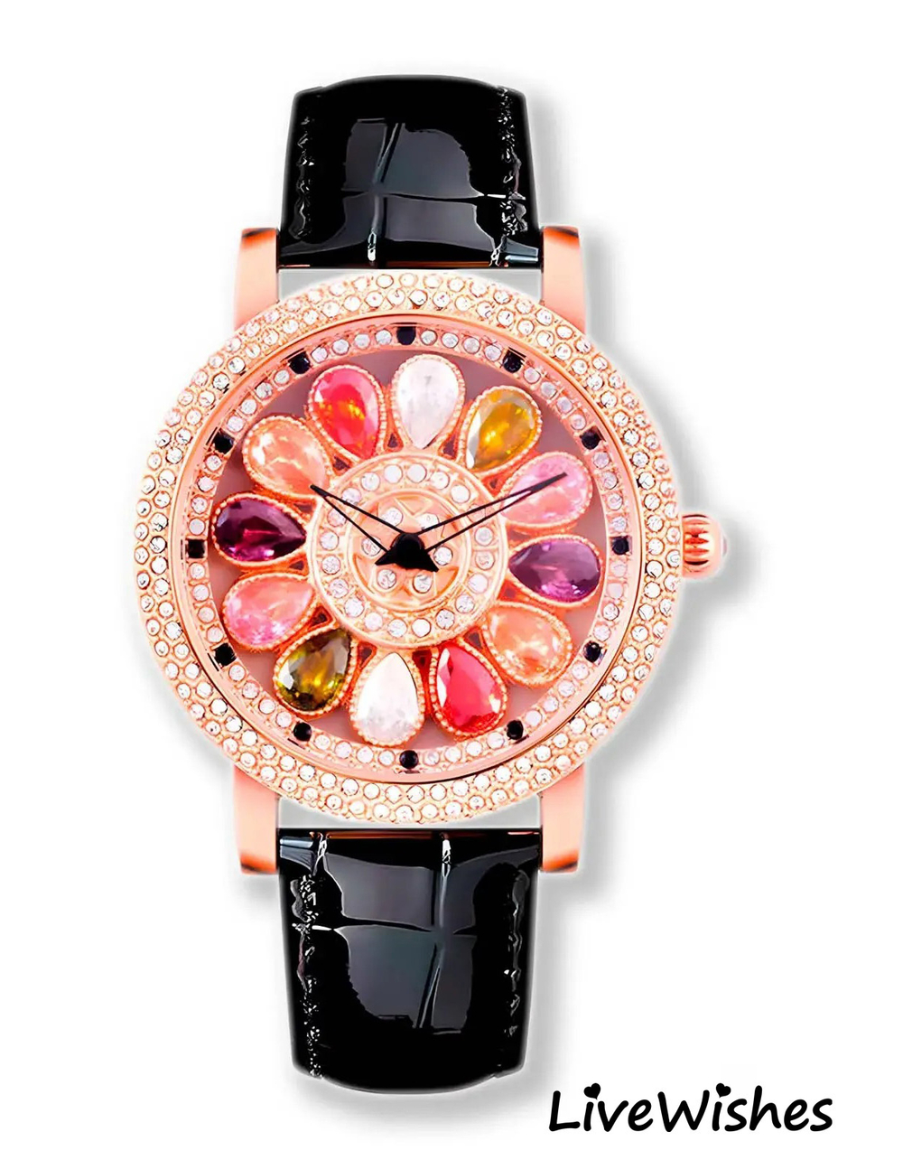 Часы наручные кварцевые на кожаном ремешке, золотистый/черный W9260-01