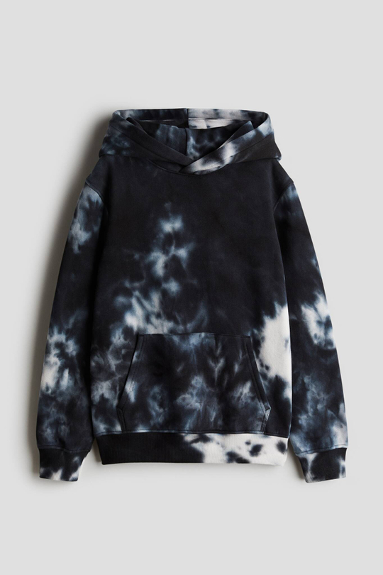 H&M Толстовка с капюшоном и принтом, темно-серый