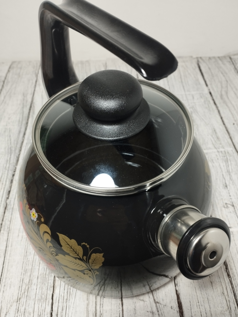 Чайник 3л сфер со свист Рябина черный с подпылом  4с209/я