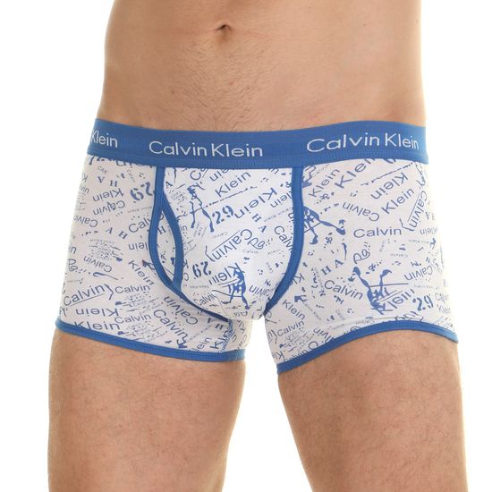 Мужские трусы боксеры белые с синим принтом Calvin Klein 365 Blue Picasso Print