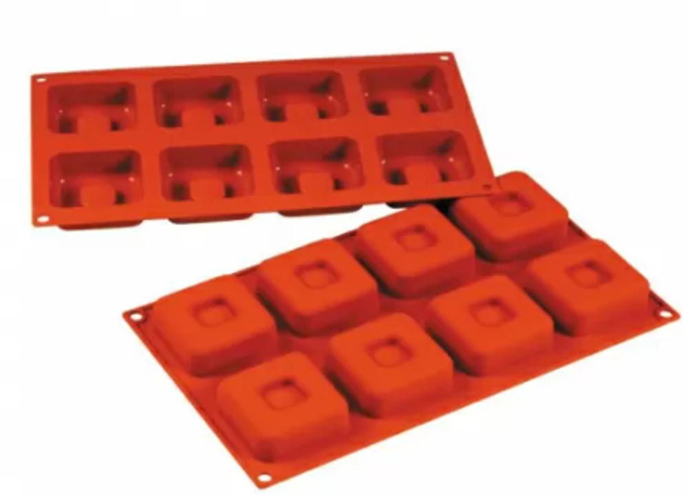 Форма силиконовая P.L. Proff Cuisine "Саварин квадрат" 8 ячеек 60*60 мм, h 30 мм (30*17,5 см)