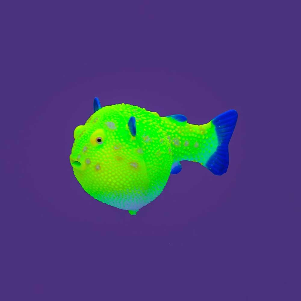 Gloxy декорация флуорисцентная "Рыба шар" желтая на леске 8х5х5,5см