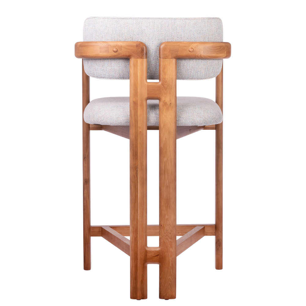 Стул полубарный Rich рогожка бежево-голубая с ножками цвета орех