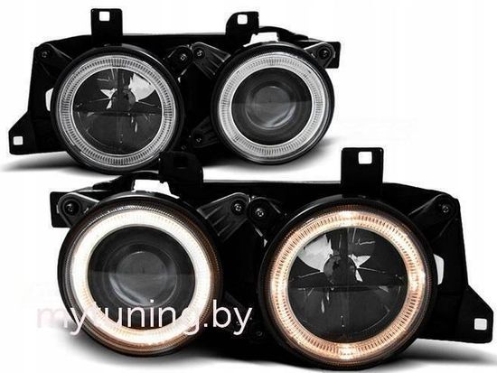 Передние фары ANGEL EYES BLACK для BMW 7 E32
