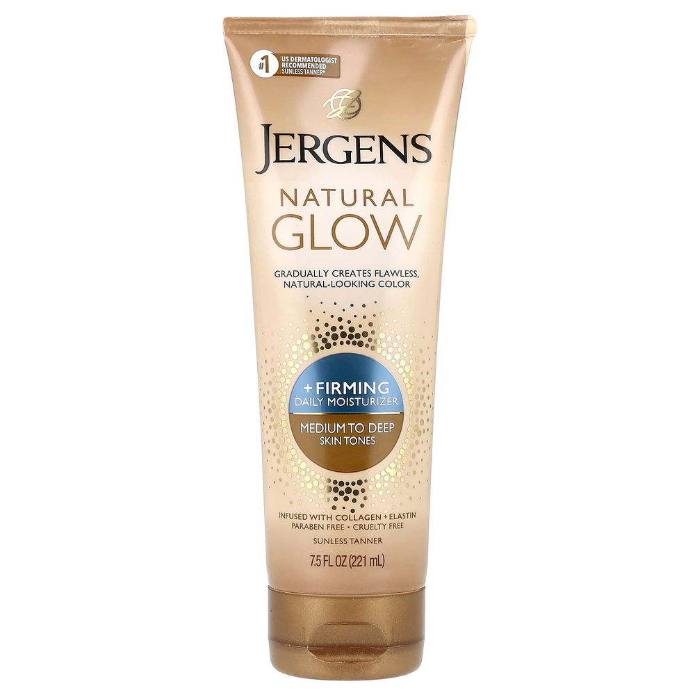 Jergens, Natural Glow, укрепляющее увлажняющее средство для ежедневного ухода, тон: от среднего до темного, 221 мл (7.5 жидк. унций)