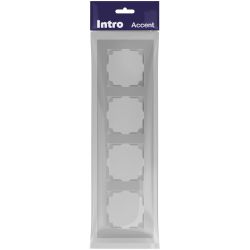 Рамка для розеток и выключателей Intro Accent 6-504-03 на 4 поста, СУ, алюминий