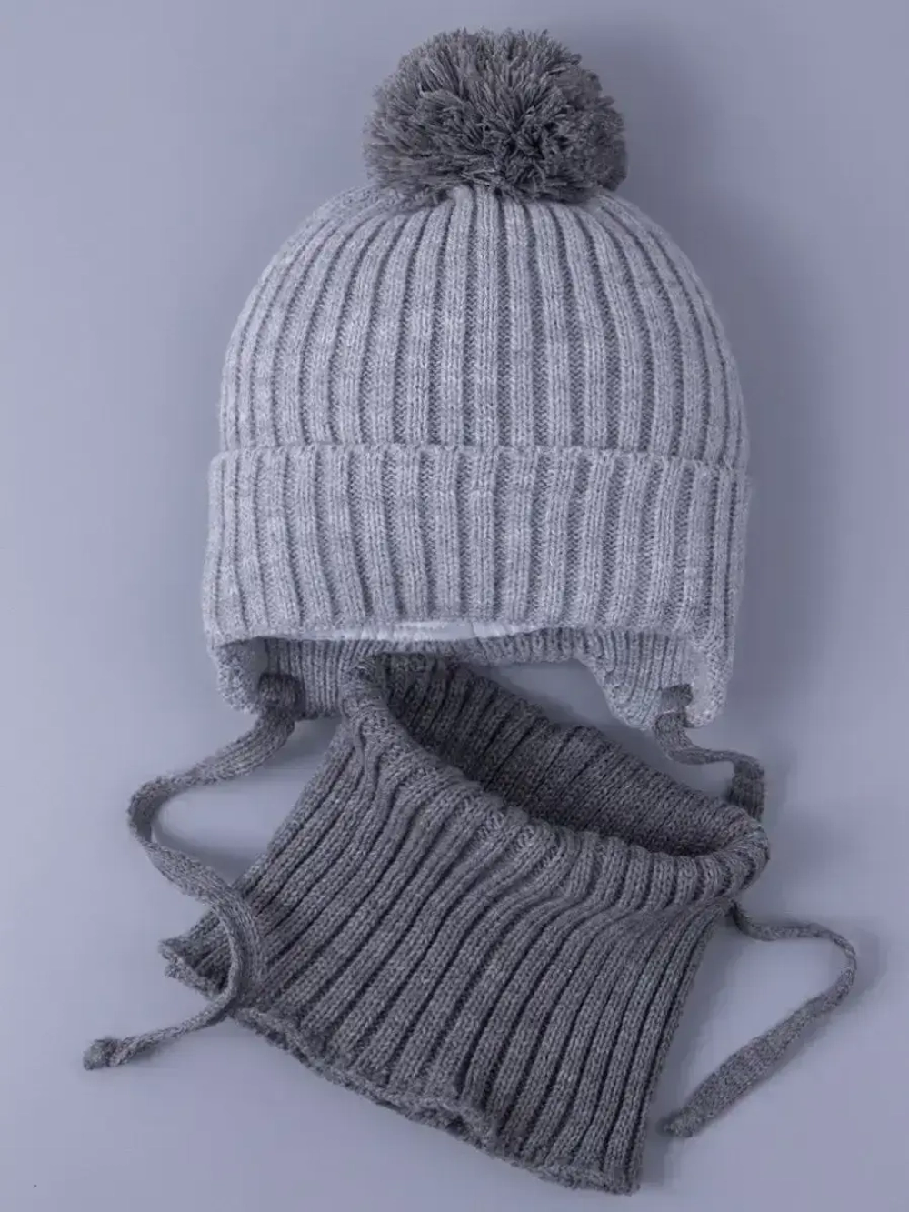 Шапка детская осенняя вязаная и снуд