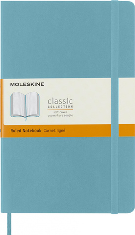 Блокнот Moleskine Classic Soft (QP616B35) Large 130х210мм 192стр. линейка мягкая обложка фиксирующая резинка голубой