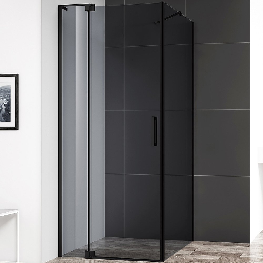 Душевой уголок Cezares Slider 90x90 SLIDER-AH-1-90-80/90-GRIGIO-NERO профиль Черный матовый стекло серое