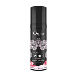 Съедобный гель с вибрацией Orgie DUAL VIBE! со вкусом коктейля STRAWBERRY GIN AND TONIC 15мл