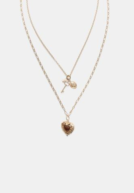 STRADIVARIUS Комплект из 2 колье в форме сердца, золотой