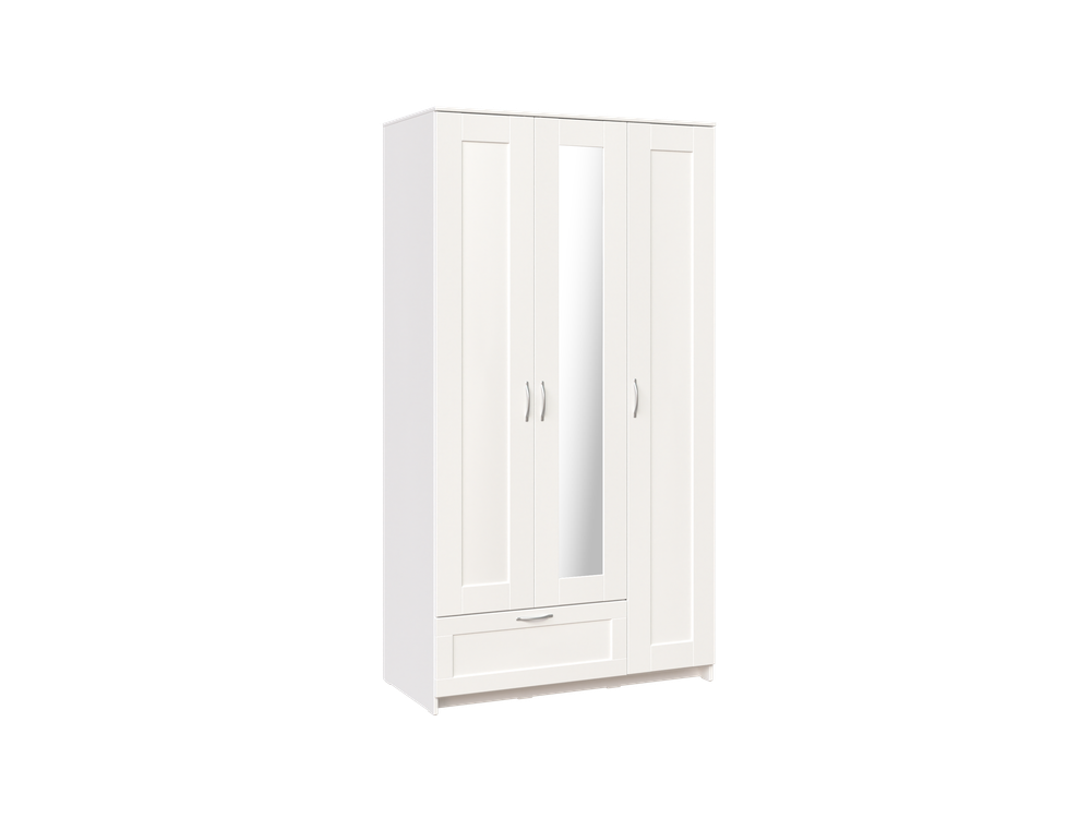 Шкаф Сириус 3 двери (с 1 зеркалом) и 1 ящик 117х59х220 (белый)