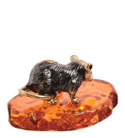 Народные промыслы AM- 400 Фигурка «Крысеныш» (латунь, янтарь)