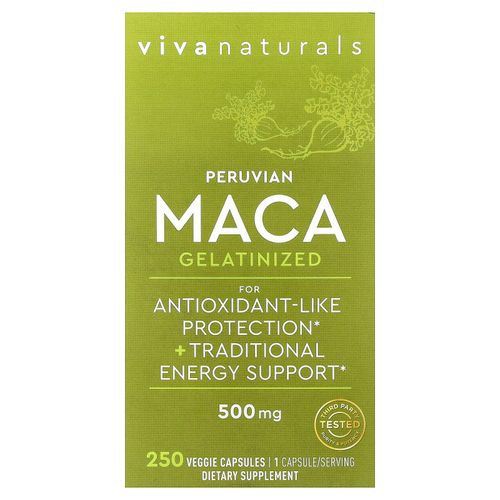 Viva Naturals, Peruvian Maca, Gelatinized, 500 mg, 250 Veggie Capsules