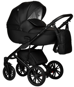 Детская коляска Indigo Mio Eco 3 в 1 с автокреслом Avionaut Cosmo 01 черная кожа