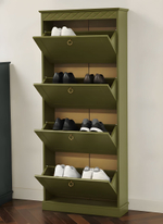 Обувница 66,4х21,5х158,2, Индра, тумба для обуви из МДФ, оливковый, Dipriz