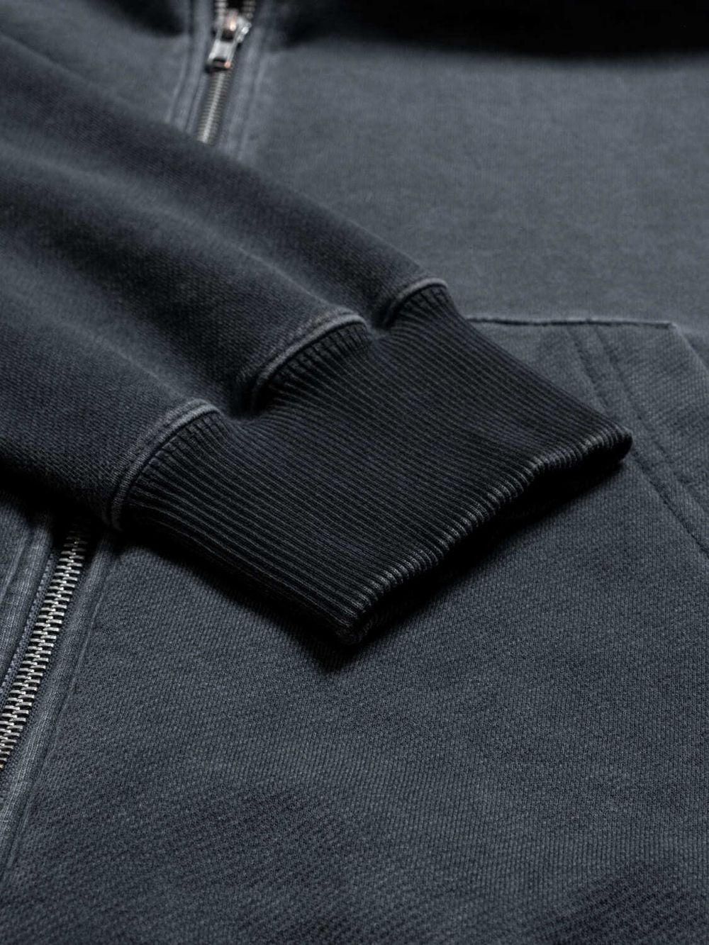 Худи Hardlunch Logo на молнии garment dye темно-серый