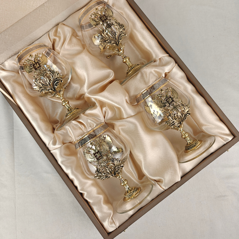 Набор из 4-х бокалов для коньяка "Россия" (подарочный футляр)