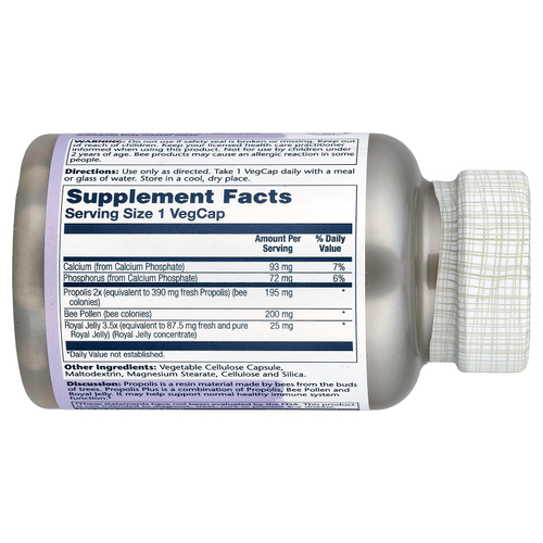 Solaray, Propolis Plus™, прополис, пчелиная пыльца и маточное молочко, 90 растительных капсул