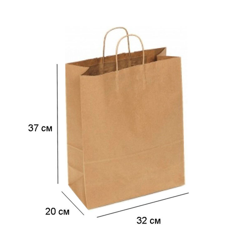 320*200*370 мм Бумажный пакет крафт с кручеными ручками 200шт/кор.