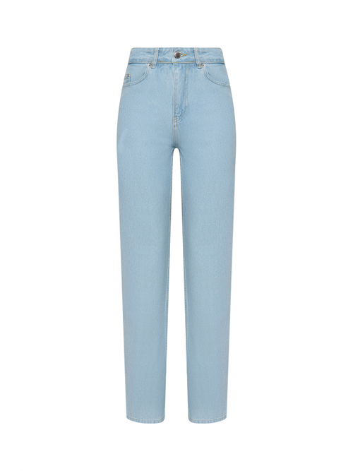 Джинсы голубые прямые на завышенной талии