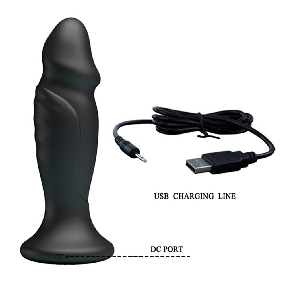 Черная анальная вибропробка 12,4см с пультом ДУ Mr.Play Powerfull Vibrating Anal Plug BI-040085W-MR